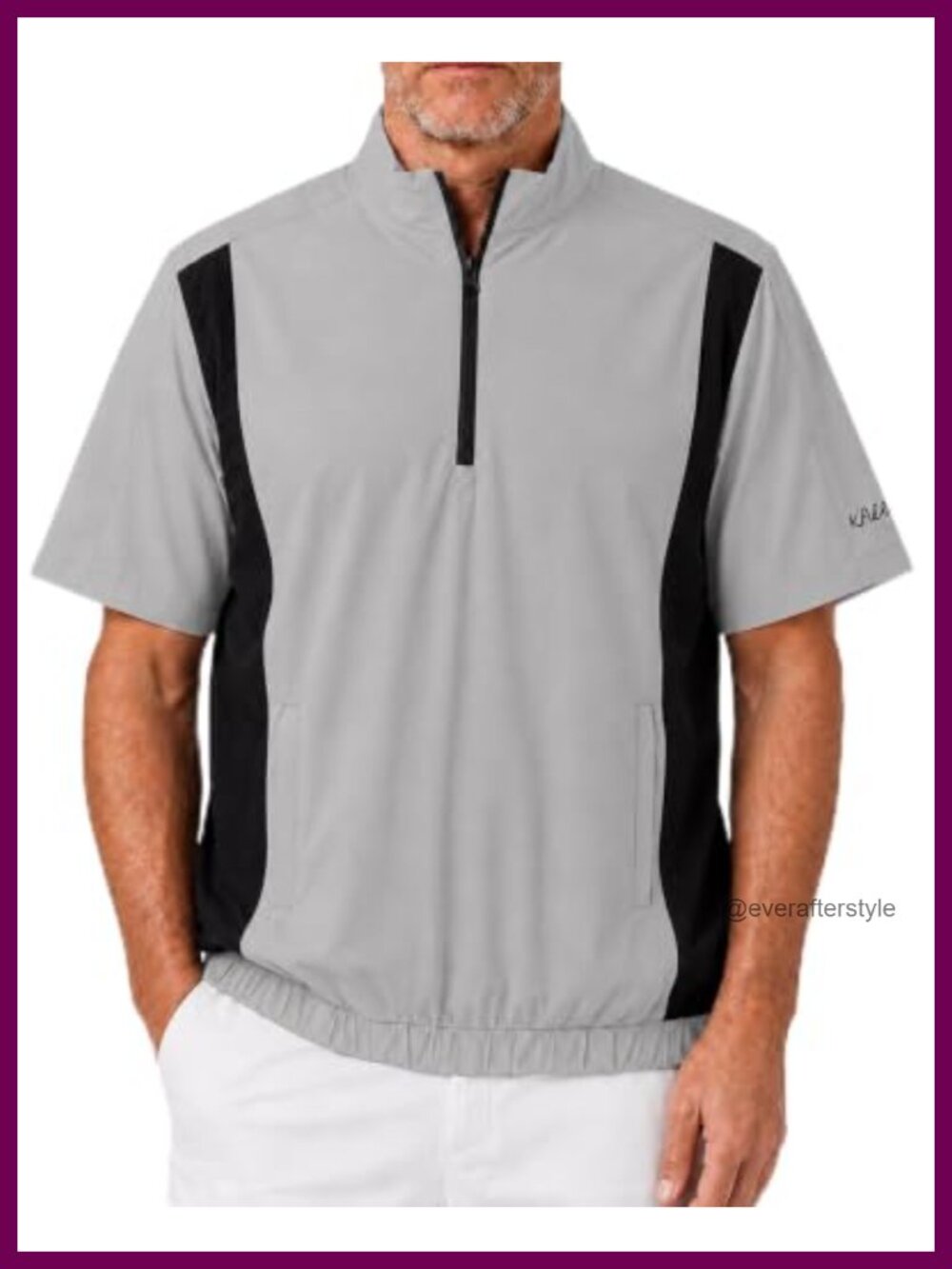 Mens Short Sleeve Quarter Zip Golf Windbreaker Jacket Nylon Spandex